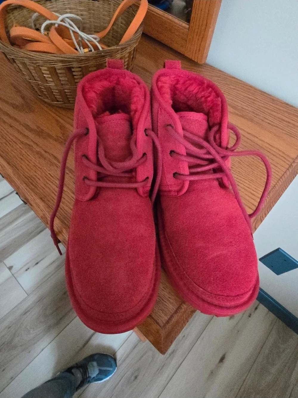 UGG Kids Red Suede Ankle Boots